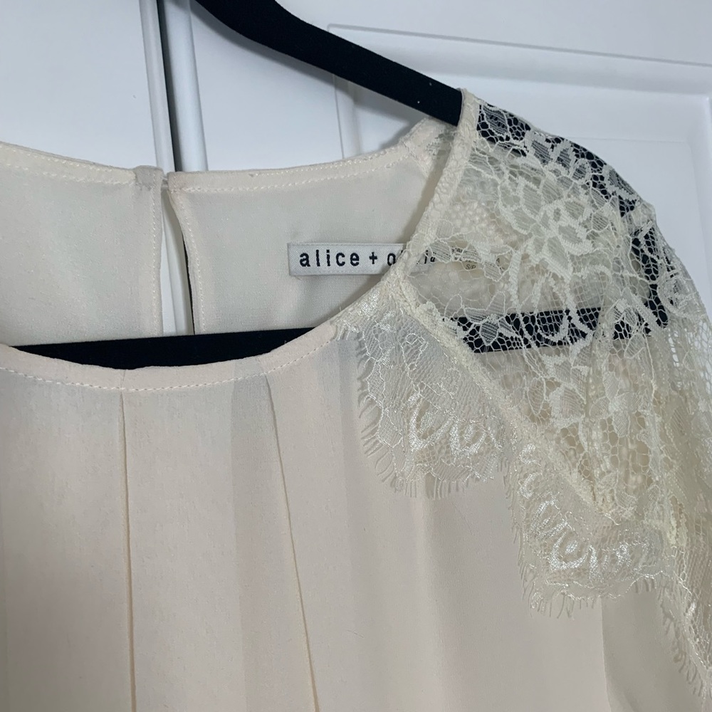 Alice & Olivia silk blouse with lace detail